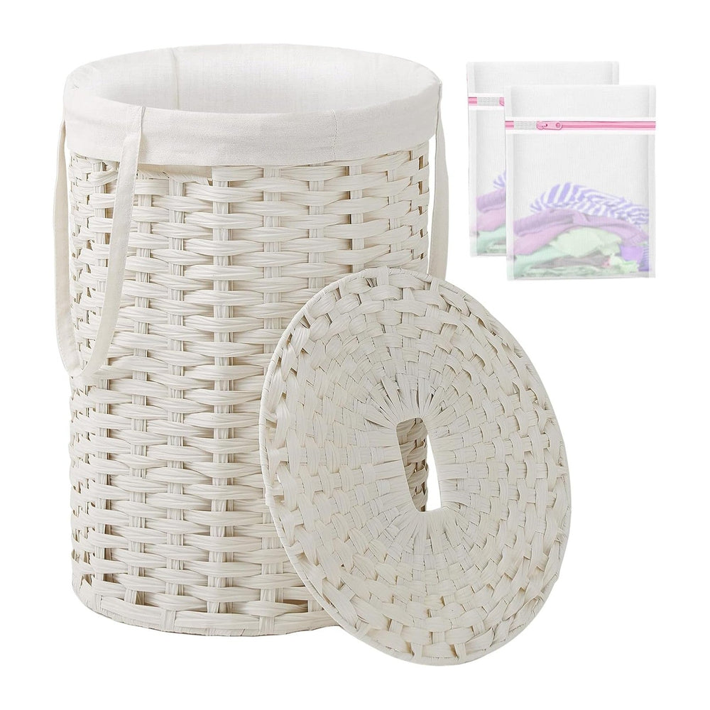 Laundry Hamper with Lid Laundry Basket with Lid 19.0 Gal Round Wicker Laundry