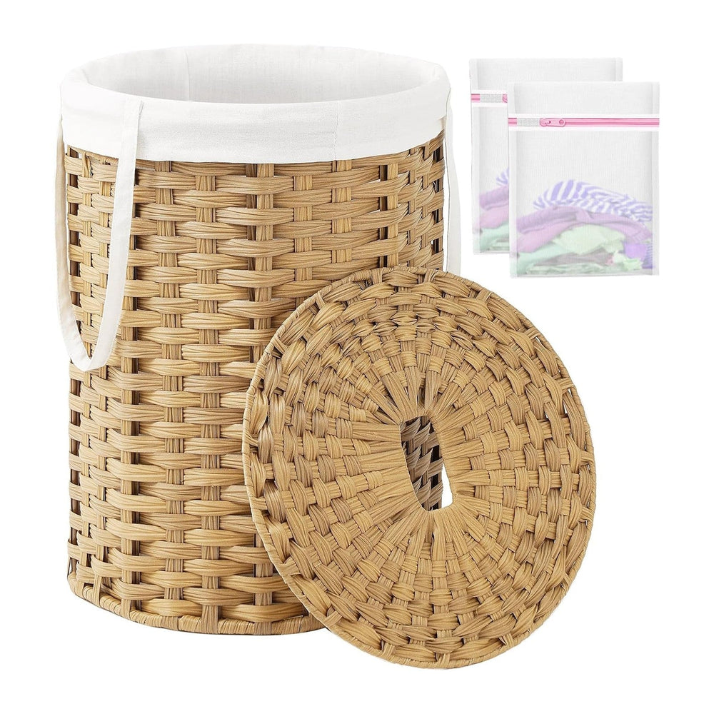 Laundry Hamper with Lid Laundry Basket with Lid 19.0 Gal Round Wicker Laundry