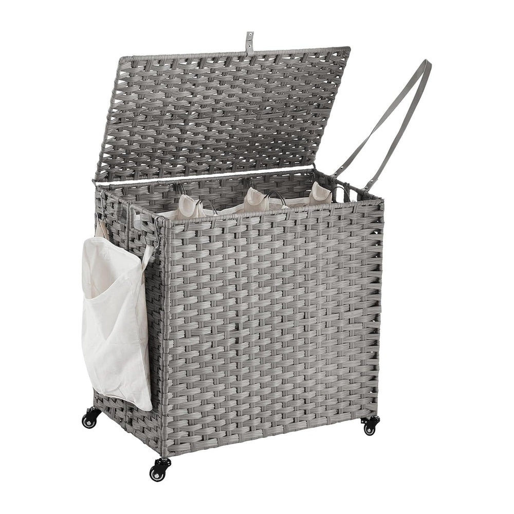 Laundry Hamper with Wheels, 39.6 Gallon(150L) Rolling Laundry Basket with Lid...