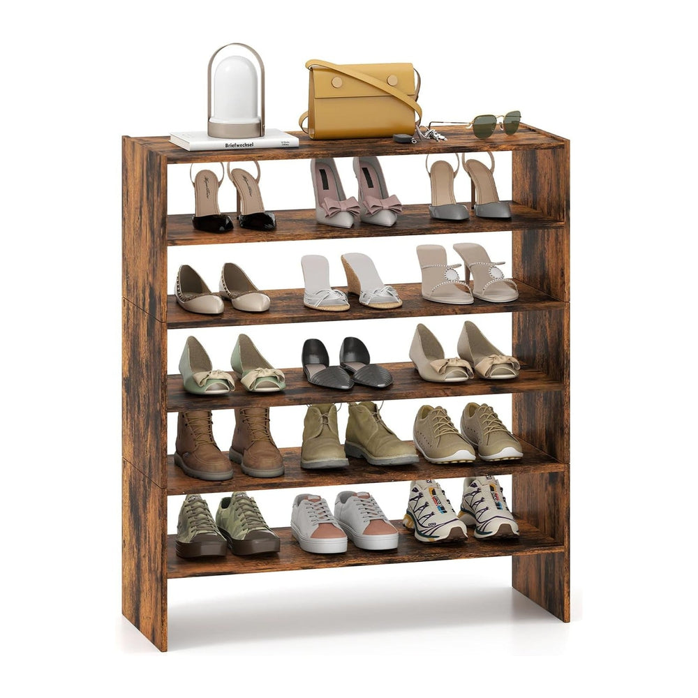 LDAILY 6-Tier Shoe Rack, Freestanding Stackable Shoe Organizer for 18 Pairs, ...