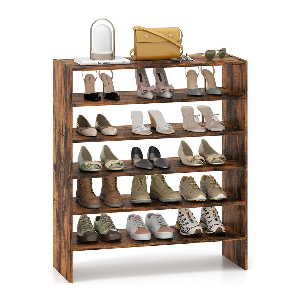 LDAILY 6-Tier Shoe Rack, Freestanding Stackable Shoe Organizer for 18 Pairs, ...