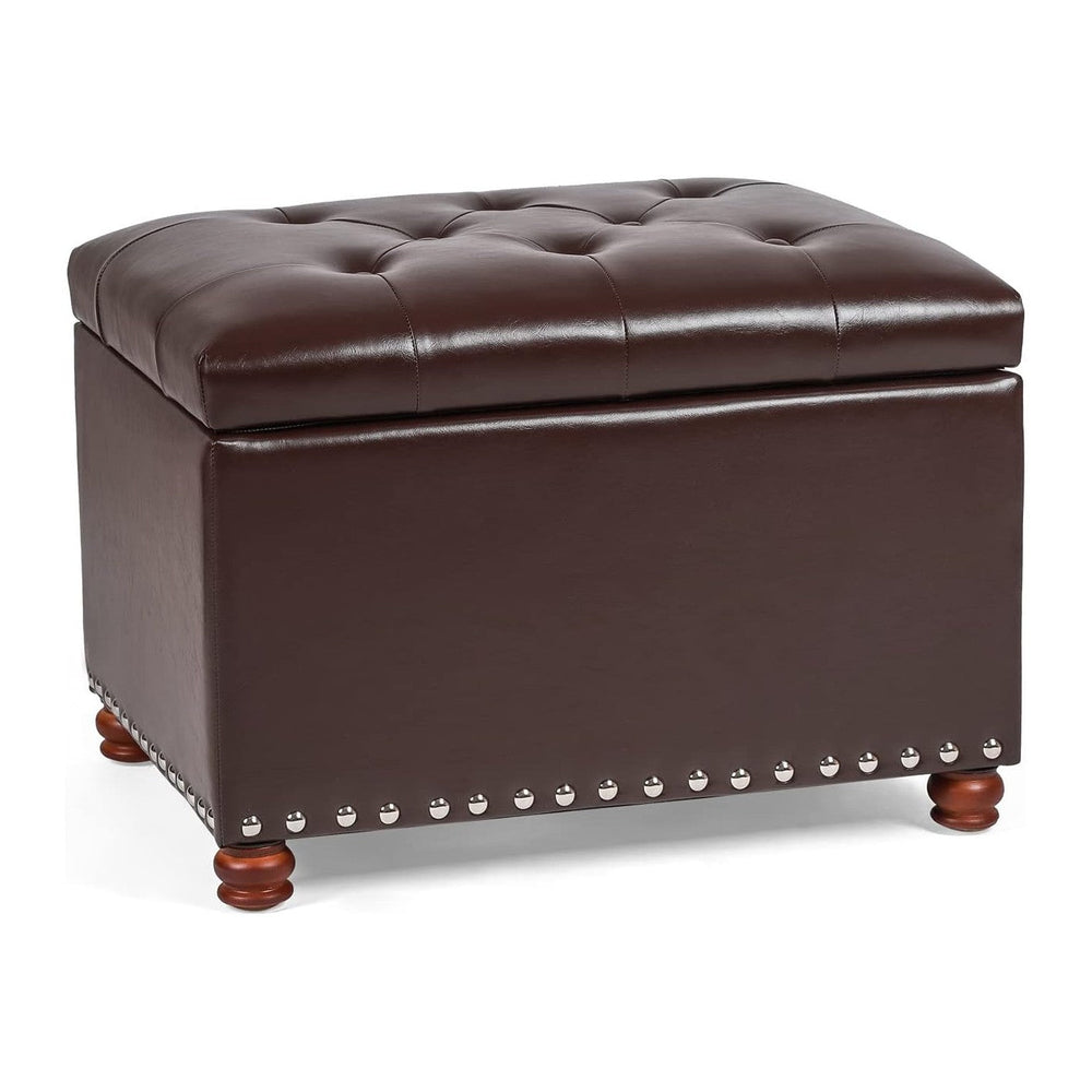 Leather Storage Ottoman Bench Foot Rest Stool