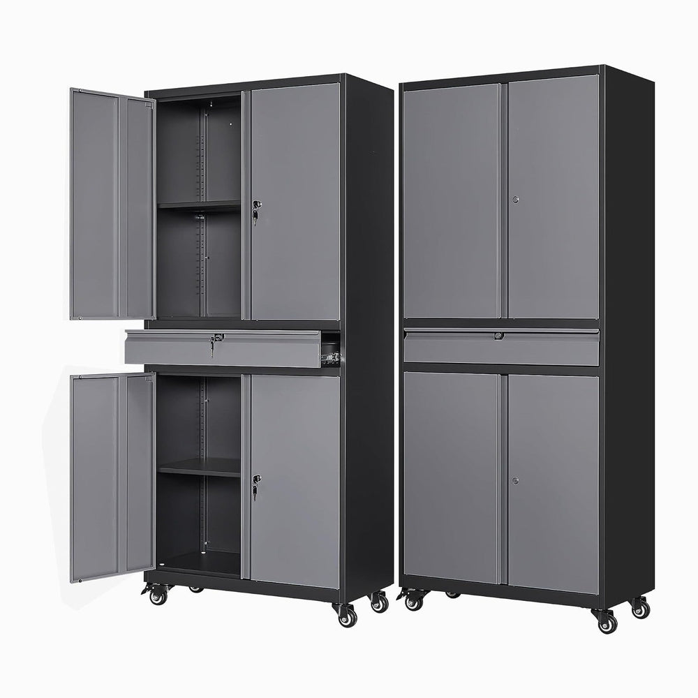 Letaya Metal Garage Storage Cabinet with Wheels,72” Rolling Tool Cabinet with...