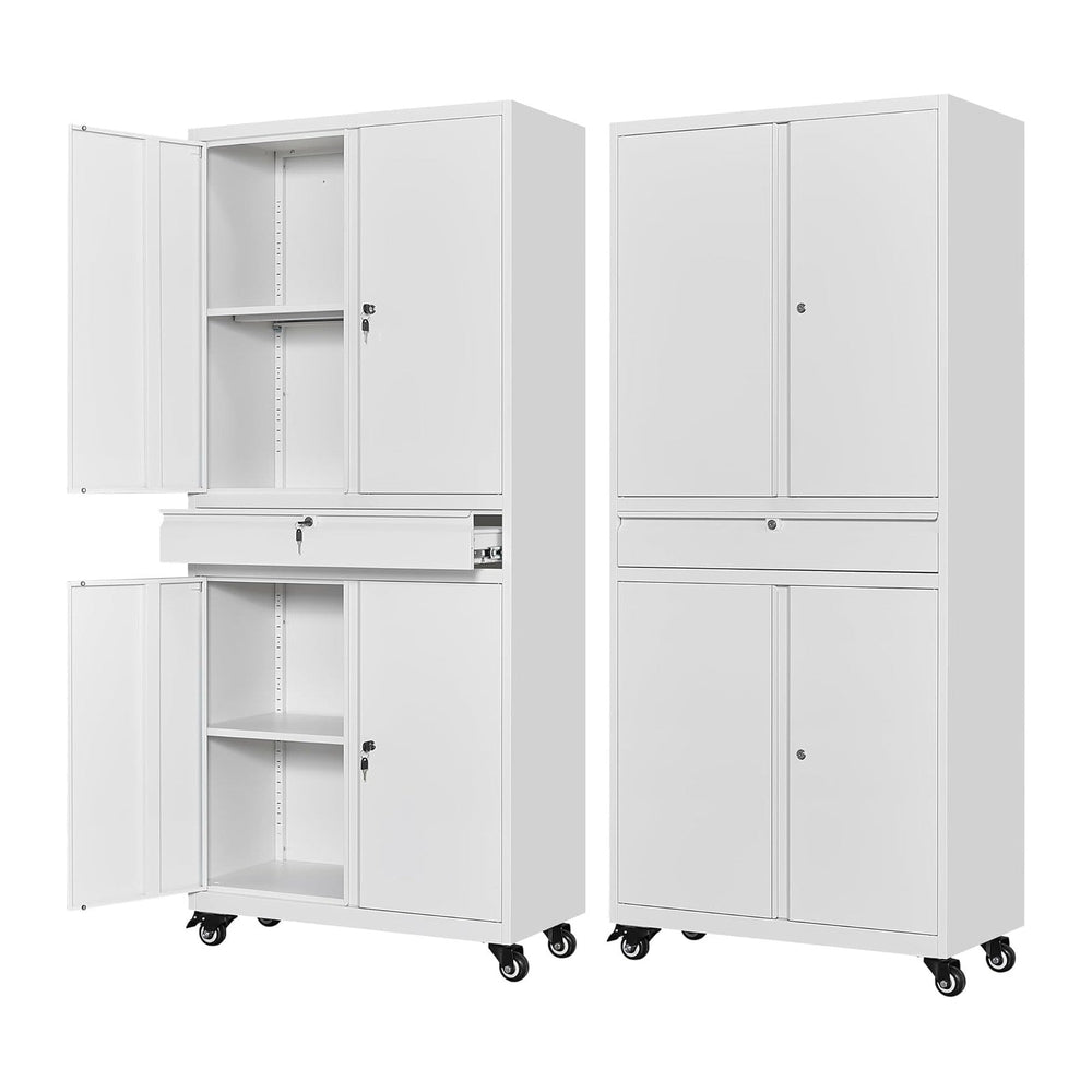 Letaya Metal Garage Storage Cabinet with Wheels,72“ Rolling Tool Cabinet with...