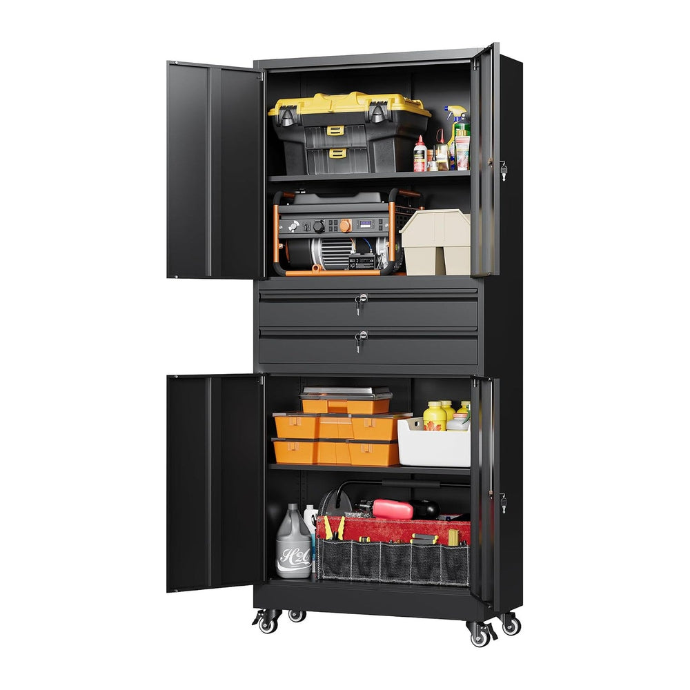Letaya Metal Garage Storage Cabinet with Wheels,Rolling Tool Cabinet with 4 D...