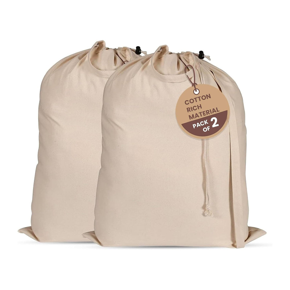 LFH Home Large Premium Cotton Rich Canvas Extra Large Laundry Bag with Drawst...