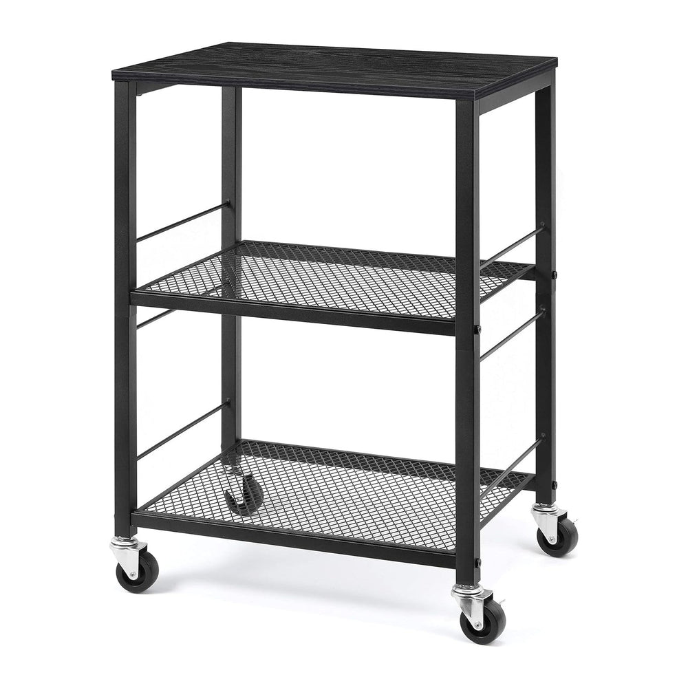 LIANTRAL 3 Tier Rolling Cart, Black Kitchen Carts on Wheels with Storage