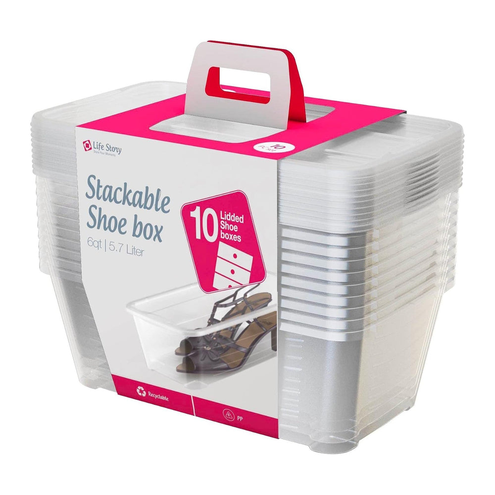 Life Story 6 Liter Shoe, Accessory, and Closet Plastic Storage Box Multi-Purp...