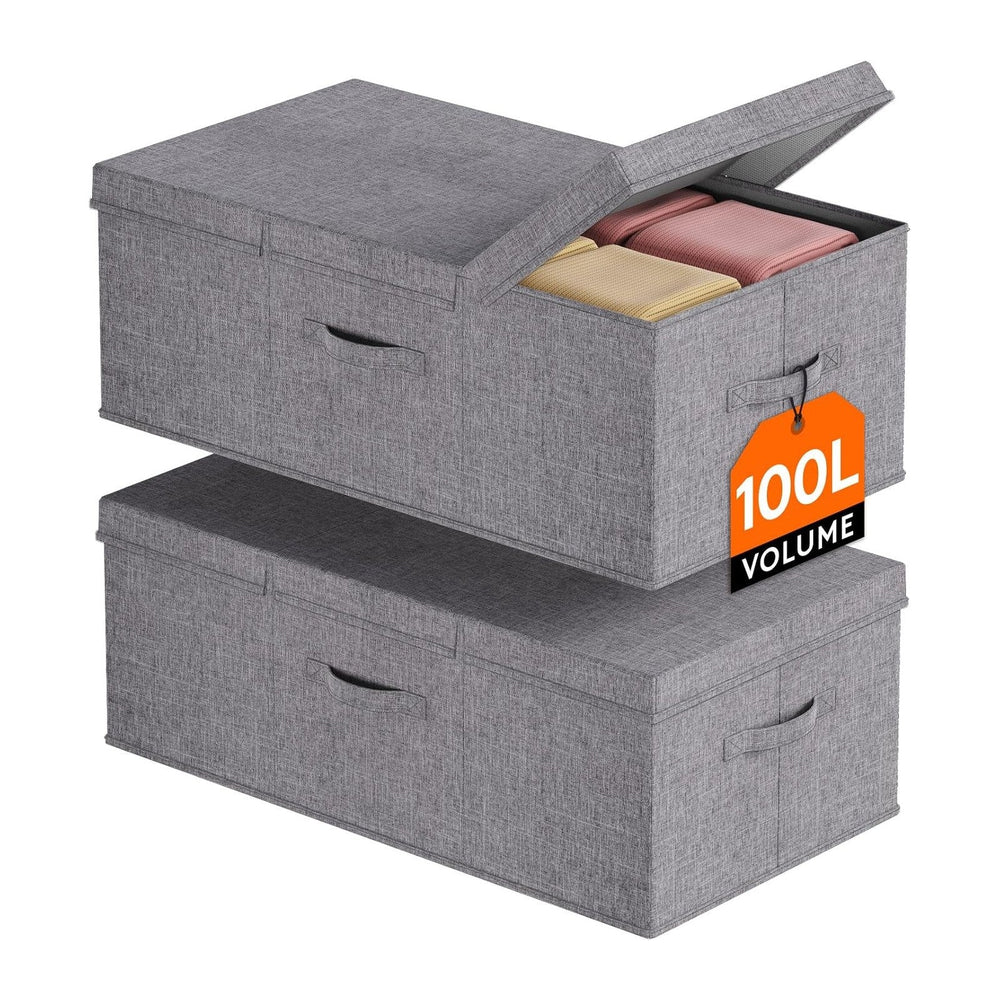 Lifewit 100L Under Bed Storage Containers, 11.8 Inch Tall Underbed Clothes St...
