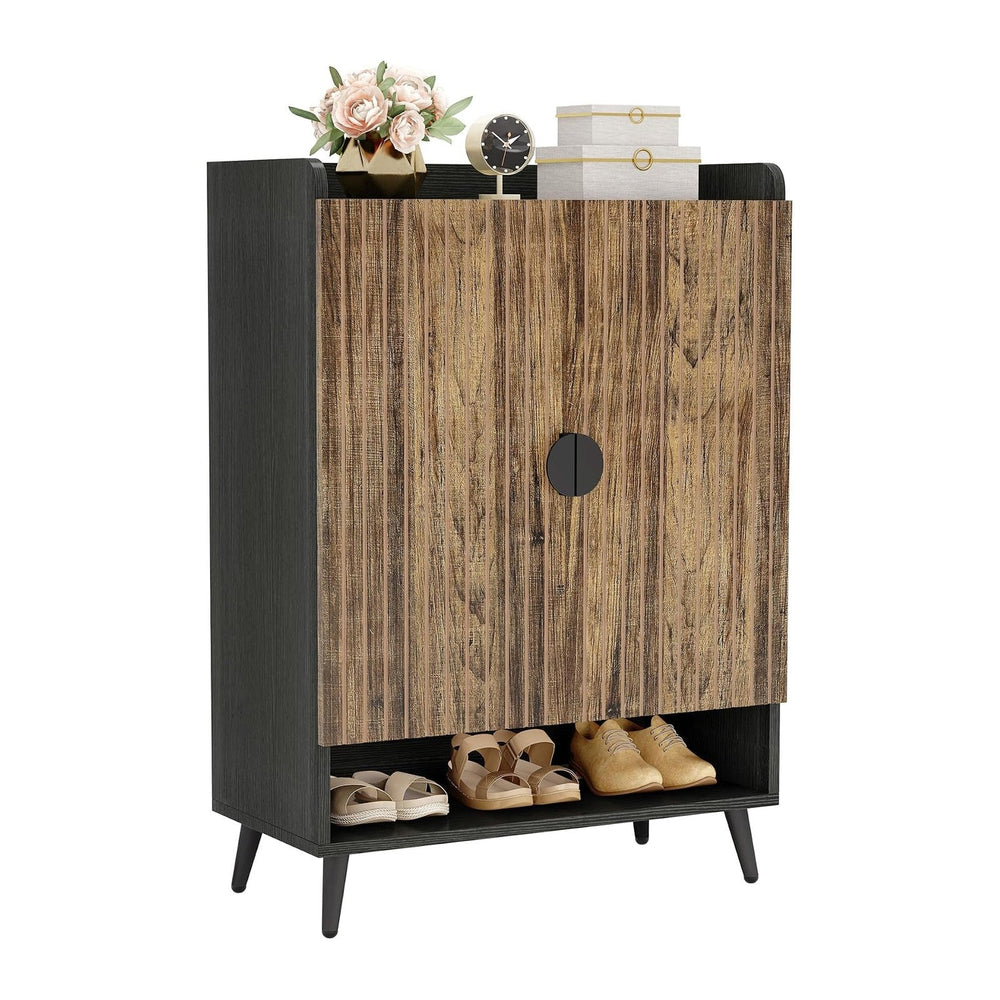 LITTLE TREE Shoe Cabinet with Doors & Adjustable Shelves, 7-Tier Modern F...