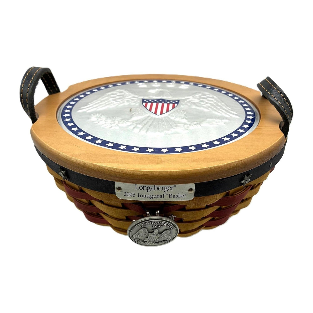 Longaberger 2005 Inaugural Basket with Protector, Indigo Liner, WoodCrafts Li...