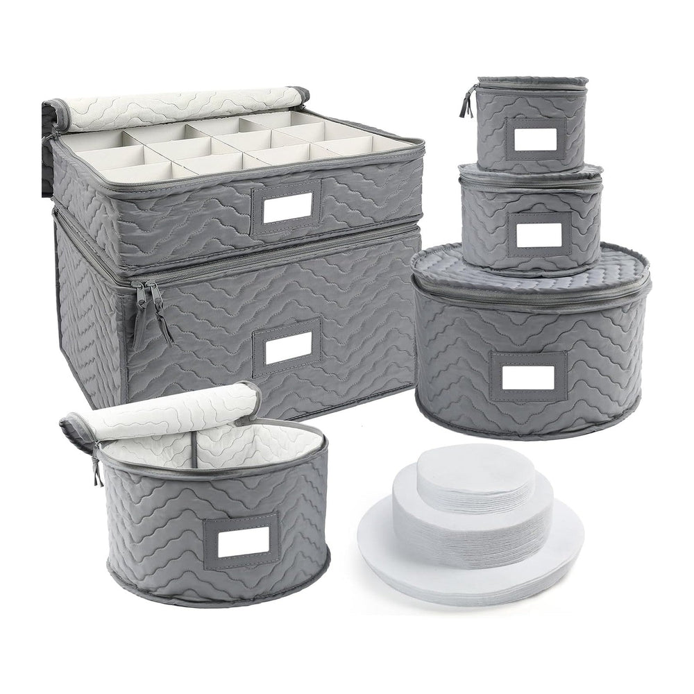 LotFancy China Storage Containers - Quilted 6-Piece Set Storage Box- Stores C...