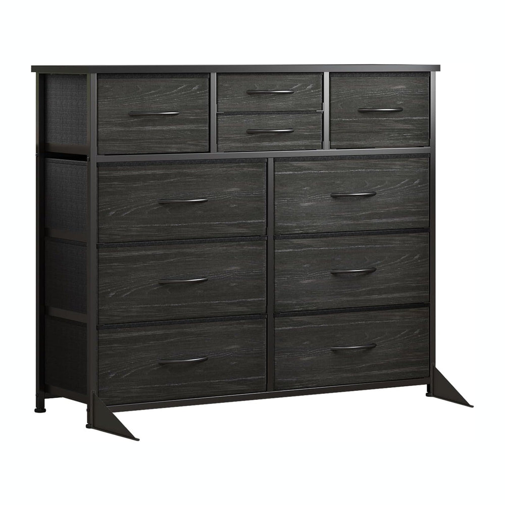 LUMTOK 10 Drawers Dresser with Fabric Bin for Bedroom,Closets，Black Dresser
