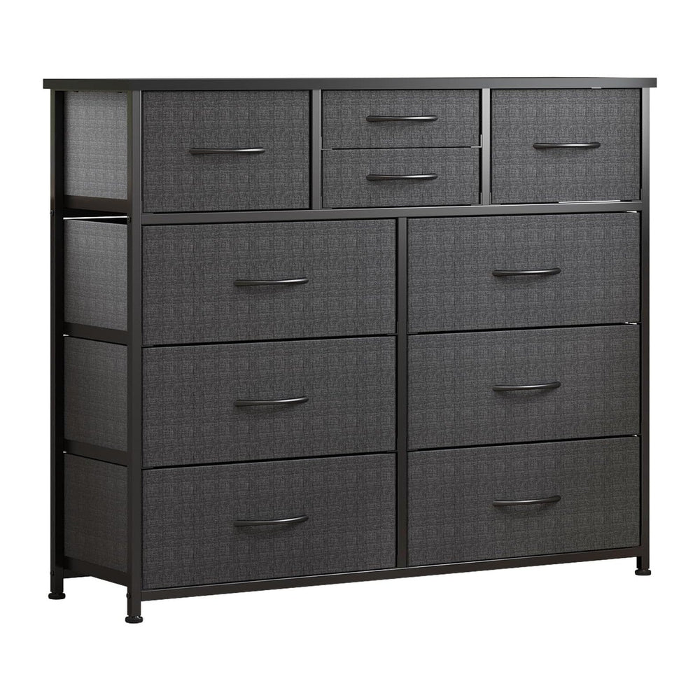LUMTOK 10 Drawers Dresser with Fabric Bins for Bedroom,Closets，Dark Gray