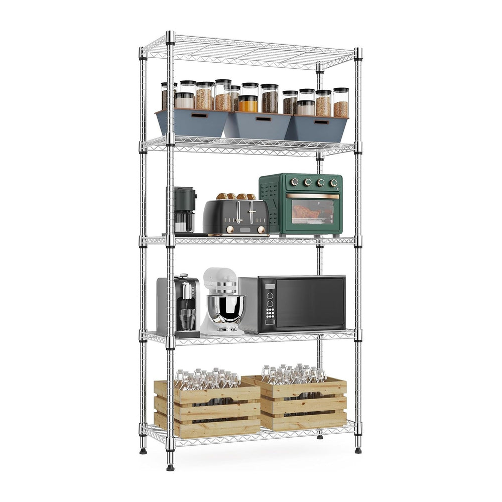 M MZG 1250 lbs 5 Tier Shelf Metal Storage Shelves Wire Rack Closet Organizers...