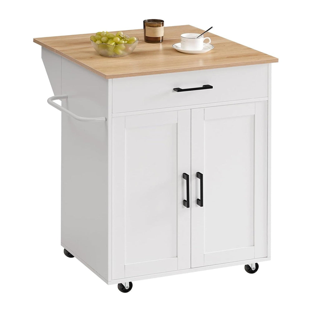 MAHANCRIS Kitchen Island on Wheels with Drop Leaf, Folding Countertop Kitchen...