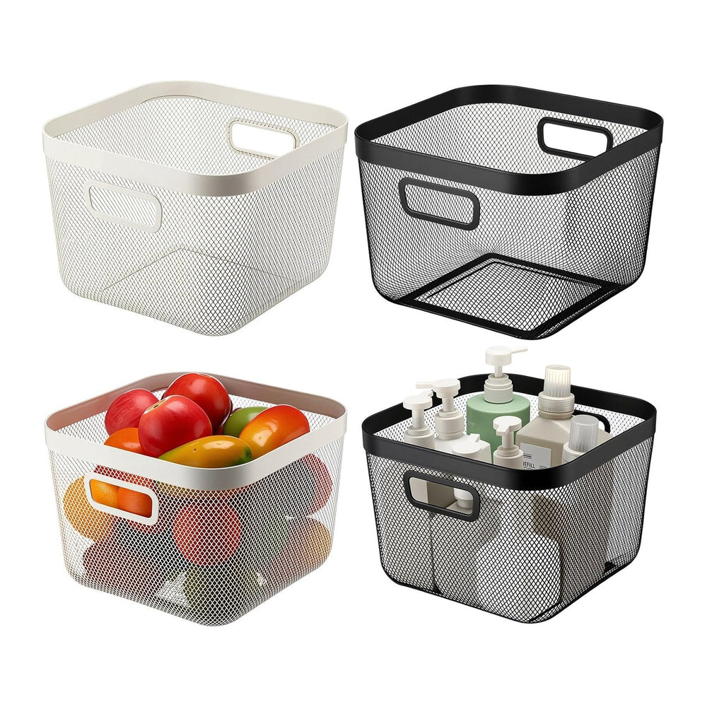 Maxdot 4 Pack 11'' Large Metal Mesh Steel Basket with Hollow Handles ...