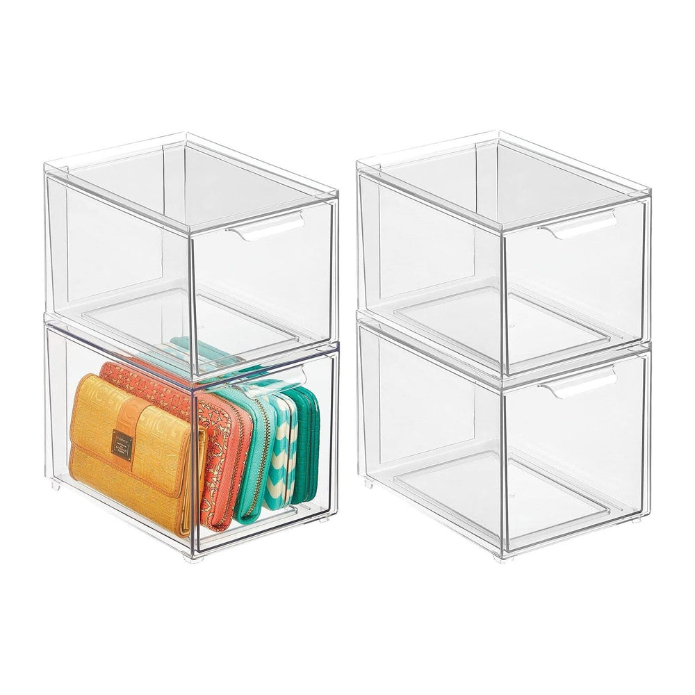 mDesign Shoe Storage Box with Drawer – Sturdy Plastic Storage Box for Shoes –...
