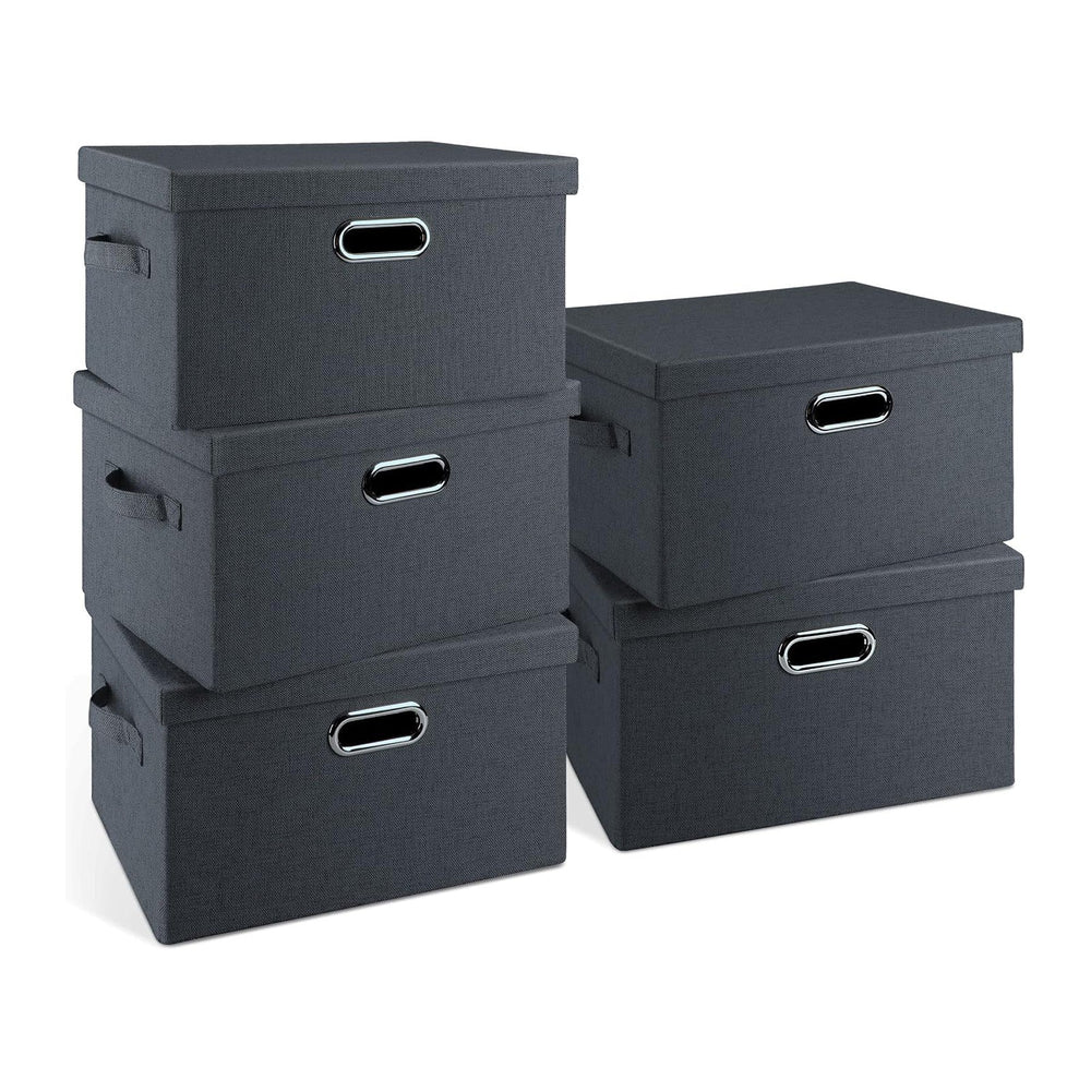 Medium 15" 21 Quart Collapsible Stackable Storage Bins (5 Packs)