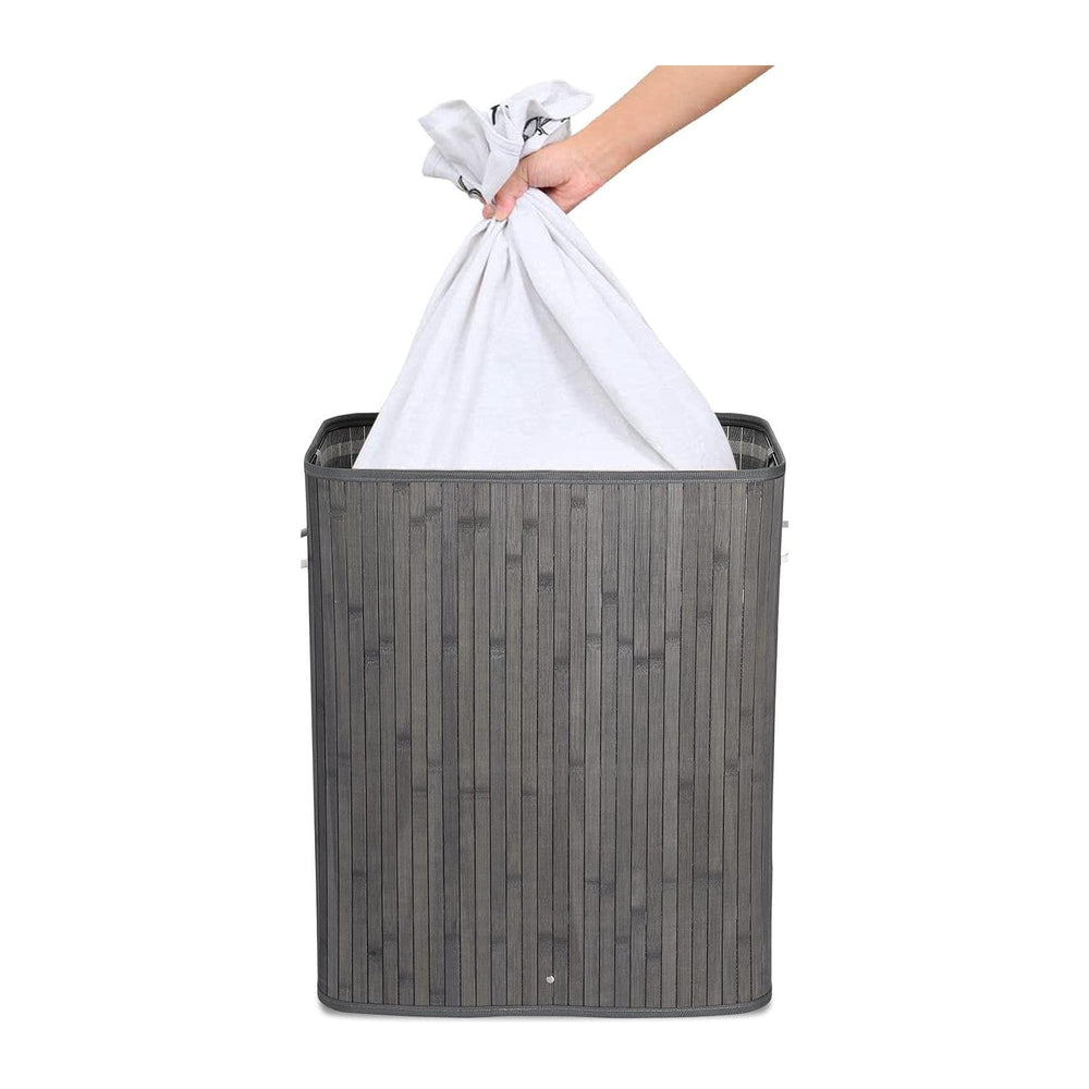 Meerveil Laundry Basket Bamboo Foldable Laundry Storage Bin with Removable Li...