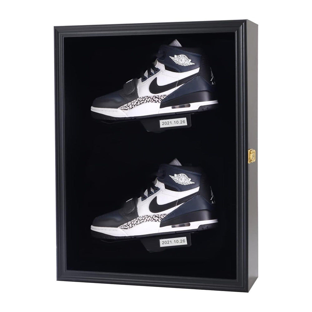 Memorabilia Shoe Display Case Wooden Frame Wall Mount Acrylic Clear Door Snea...