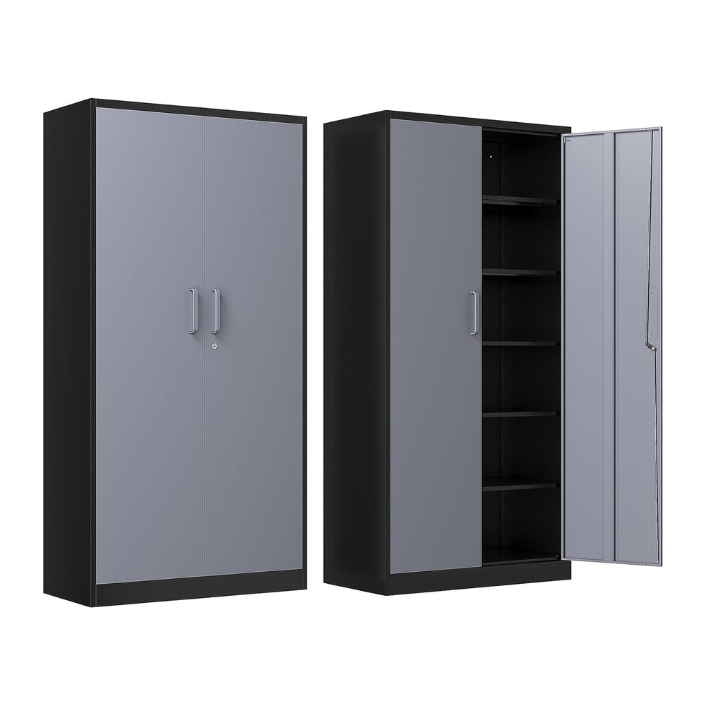 Metal Storage Cabinet with Lock,71" Garage Cabinets with 2 Doors and 4 A...