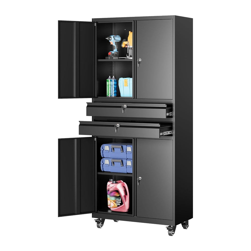 Metal Storage Cabinet with Wheels and Drawers,Rolling Garage Storage Cabinet ...