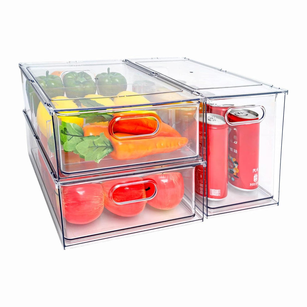 MineSign Stackable Fridge Drawer Pull-Out Bins (3 Pack)