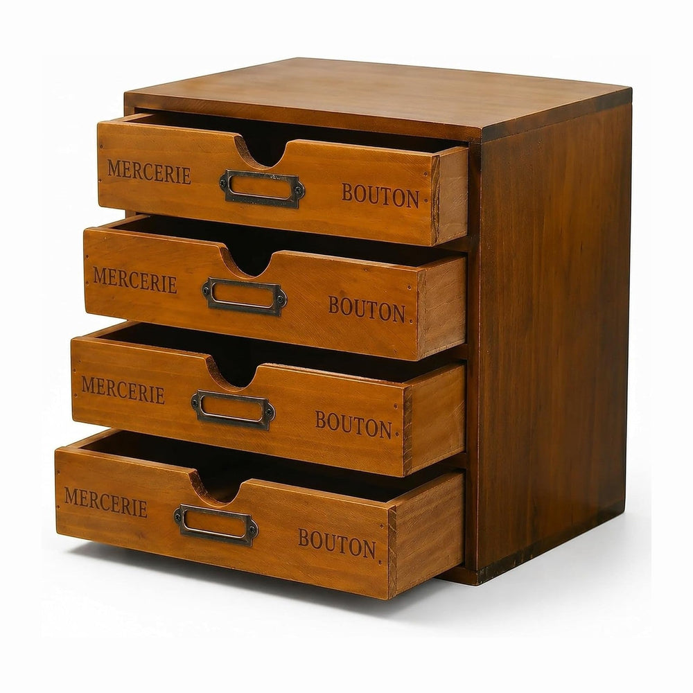 Modular Stackable Apothecary Cabinet 4 Drawer Desk Organizer - Retro Library ...