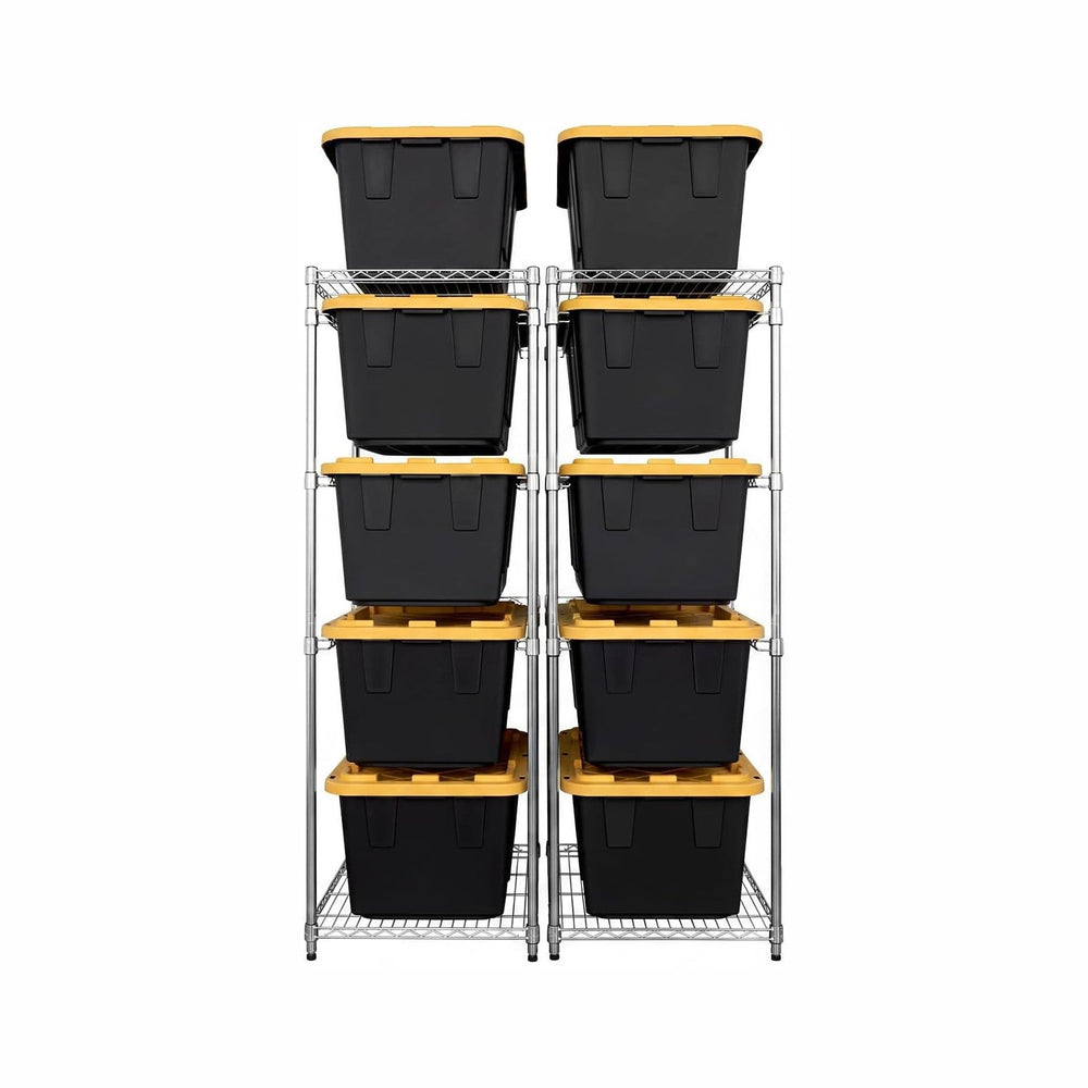 MonsterRAX 2-Pack 5-Tier NSF Bin Rack for 27-Gal Totes, Silver
