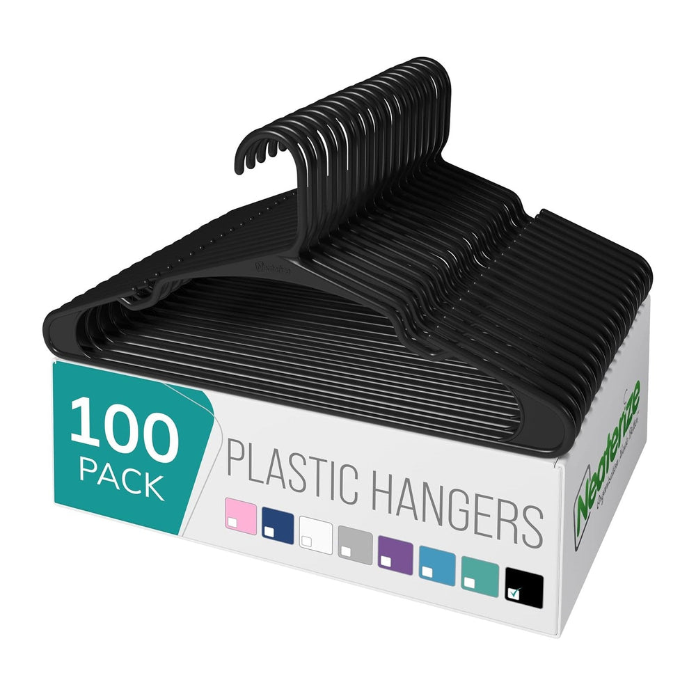NEATERIZE Clothes Hangers Plastic 100 Pack for Adults - Plastic Hangers, The ...