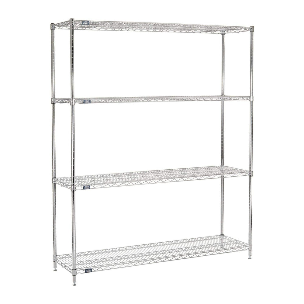Nexel Adjustable Wire Shelving Unit, 4 Tier, Commercial Dry Storage Rack, 18&...