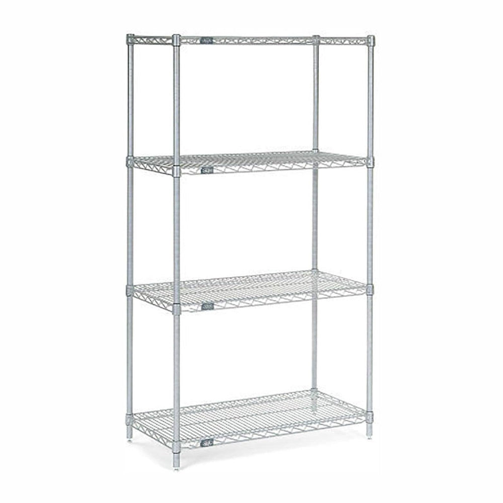 Nexel Adjustable Wire Shelving Unit, 4 Tier, Commercial Dry Storage Rack, 12&...