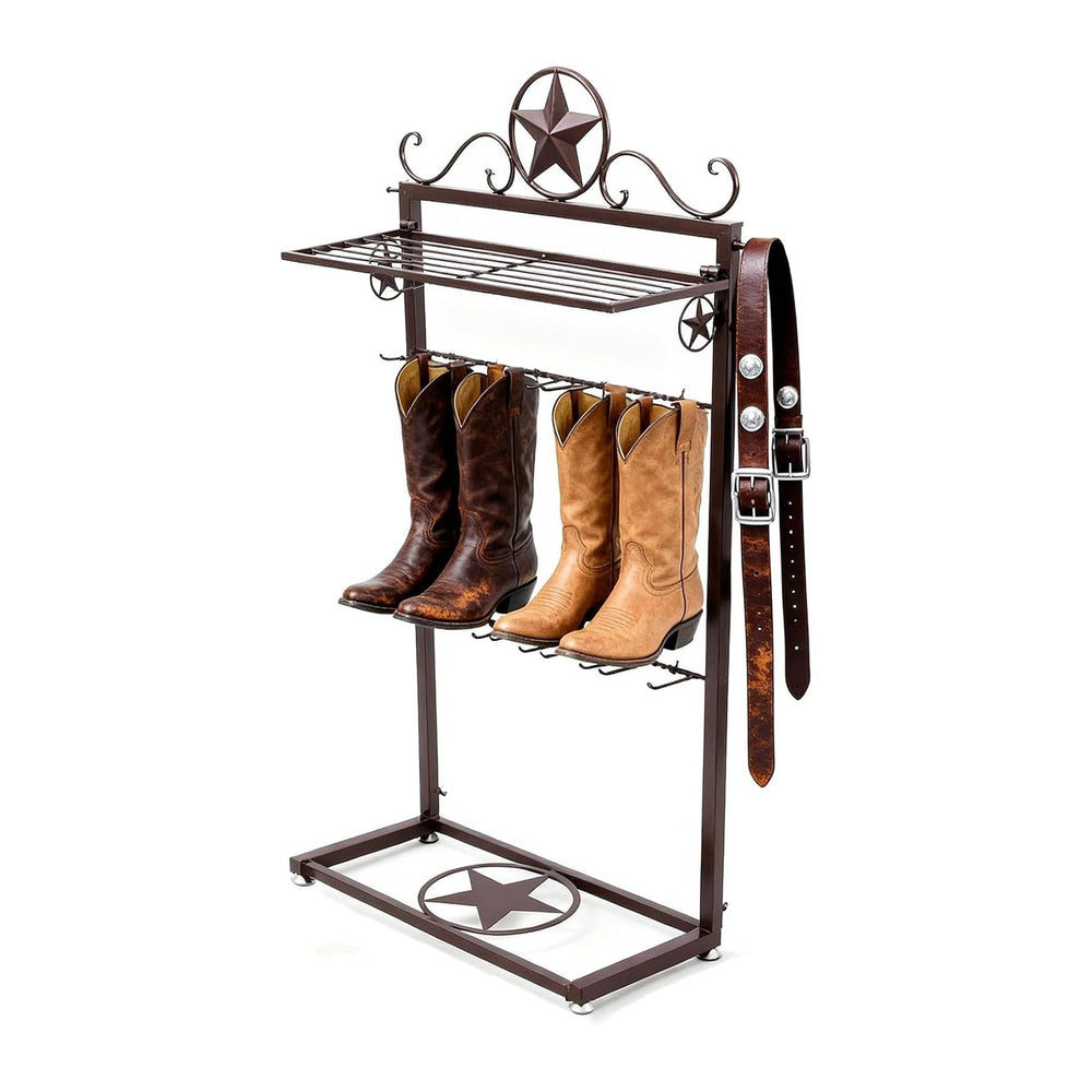 Novabright Western Boot Rack for 4 Pairs, Metal Star Freestanding Cowboy Boot...