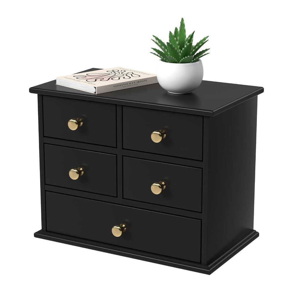 Oak Desk Organizer with Drawers, Durable Wooden Desktop Storage Box