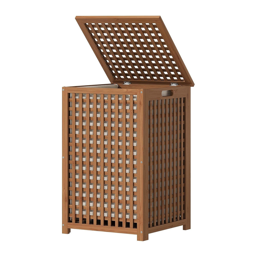 oakvivo Laundry Basket with Lid, 17.7" x 17.7" x 25.6" Bamboo ...