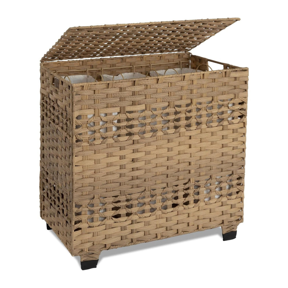 OIAHOMY Laundry Hamper with Lid, 140L Clothes Hamper with 3 Removable Liner B...