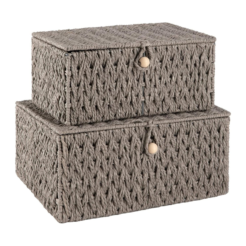 OIAHOMY Wicker Storage Basket with Lid & Lock, Lidded Storage Bins, Decor...