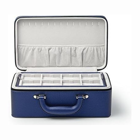 Oirlv Blue Leather Jewelry Box Handmade Travel Jewelry Organizer Storage Case...