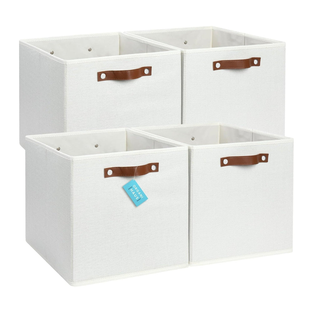 OrganiHaus 13x13 Cube Fabric Storage Bins Set of 4, Fabric Storage Cubes w/