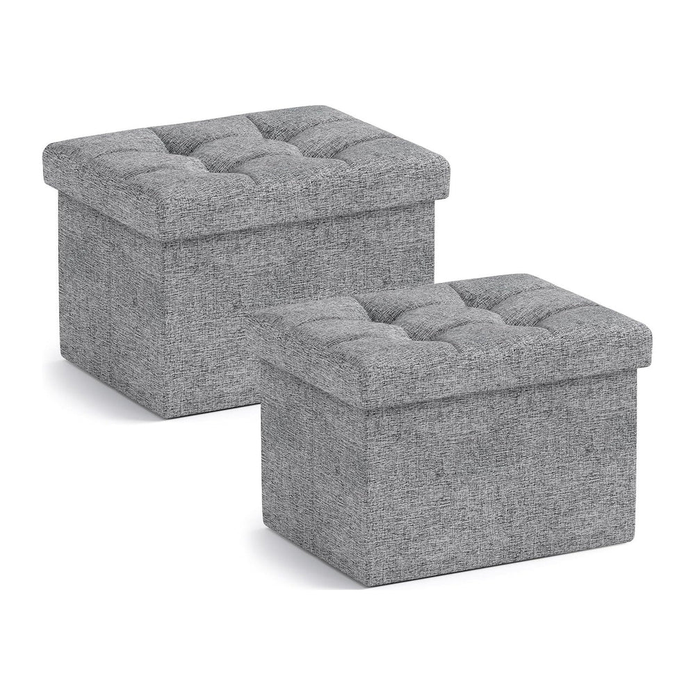 Ornavo Home Small Storage Ottoman, Foldable Collapsible Rectangle Linen Ottom...