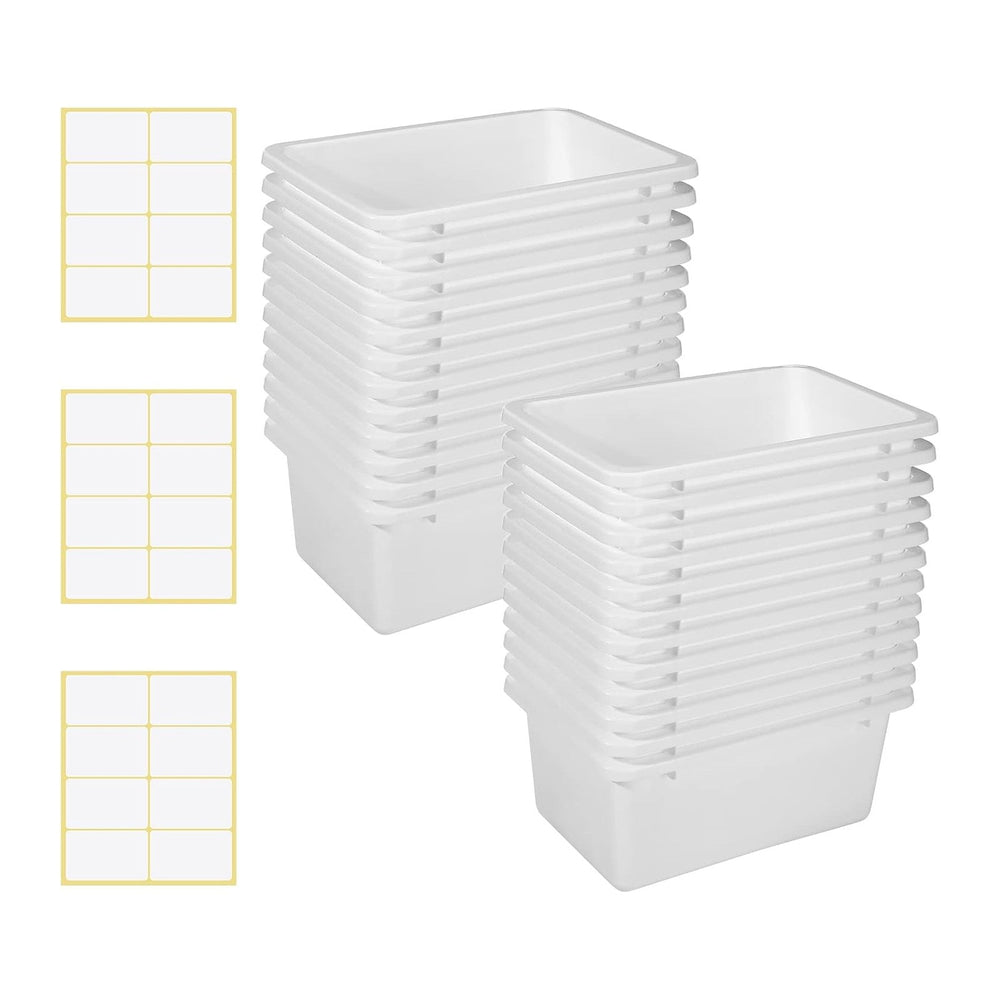 Outus 24 Pack Book Bins Classroom Cubby Storage Bins Bulk, White