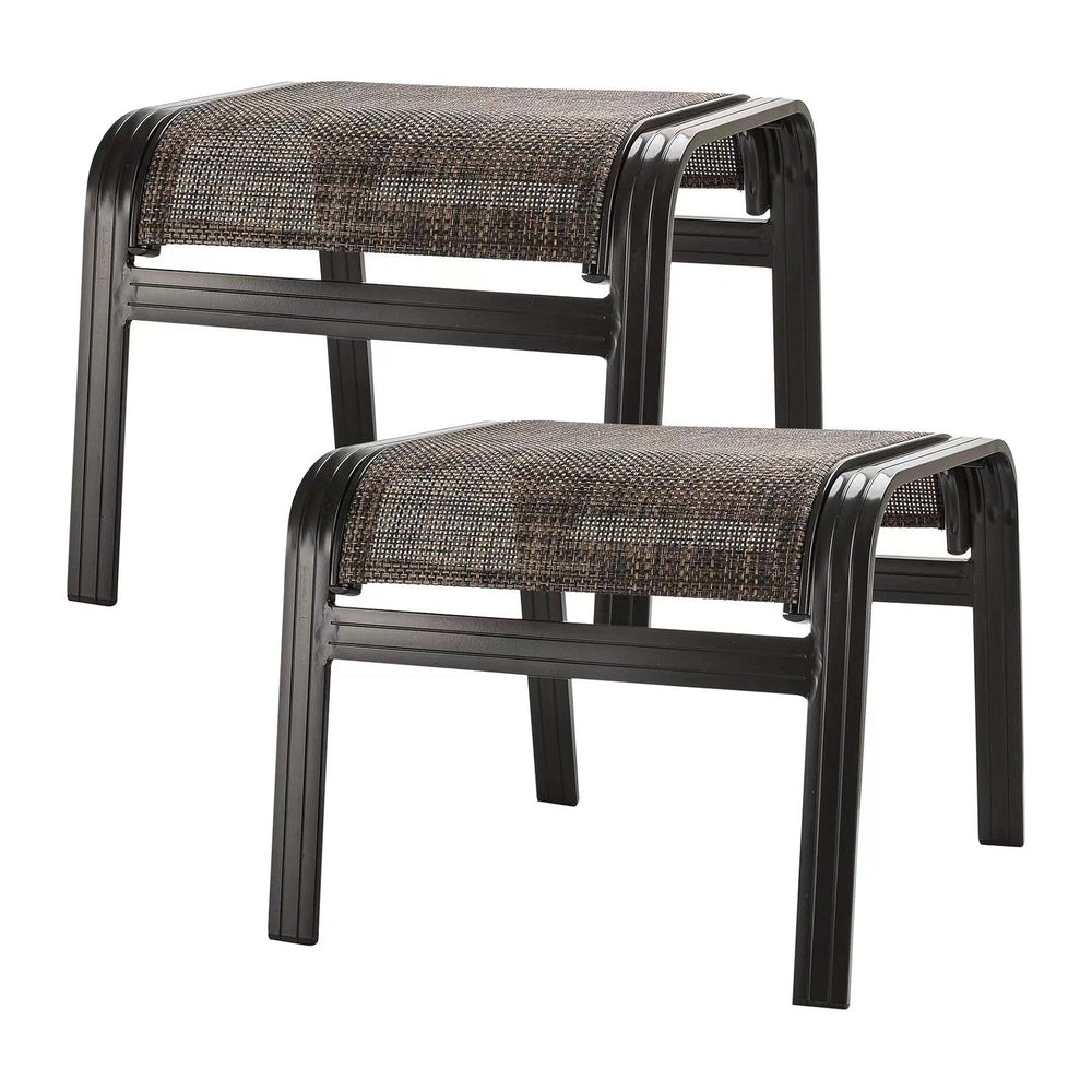 Patio Footstools Outdoor Foot Rest Aluminum Ottomans Samll Seat Wicker Furnit...