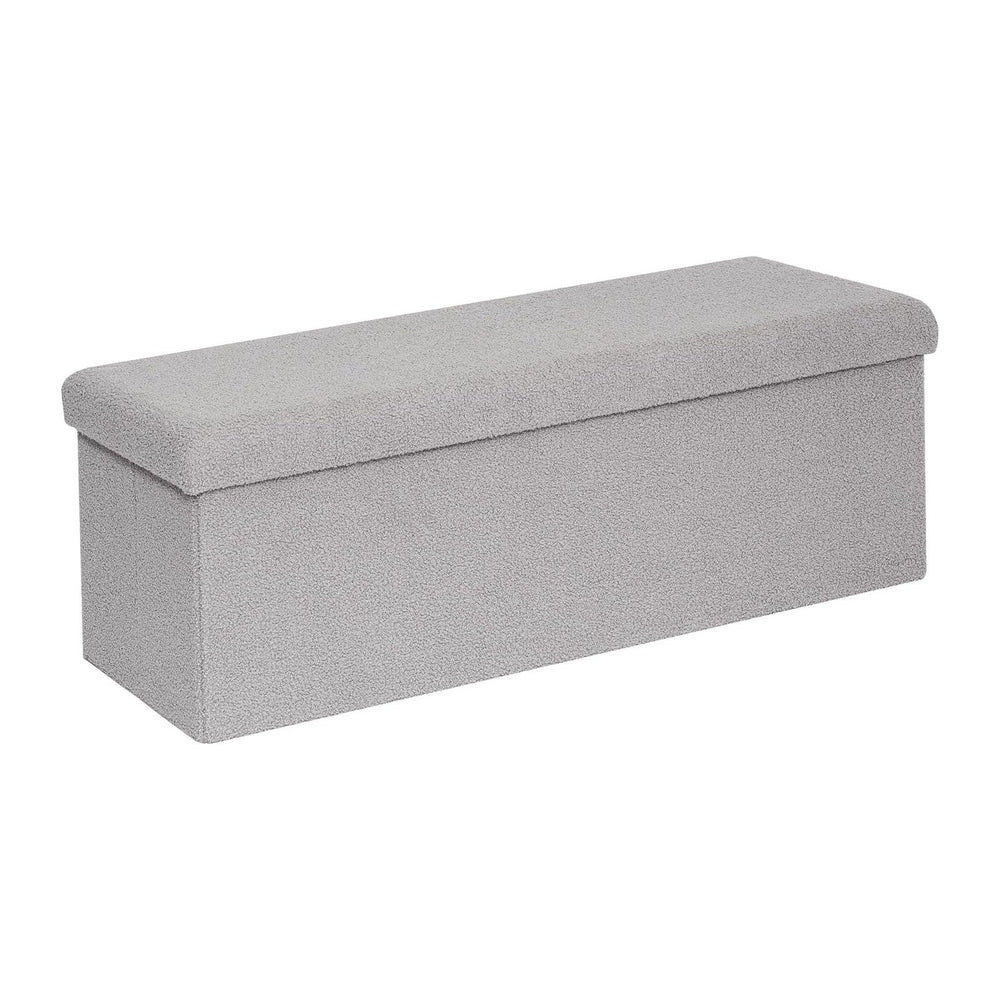 PINPLUS Storage Ottoman Bench Sherpa Foot Rest, Foldable Boucle Ottomans, Lar...