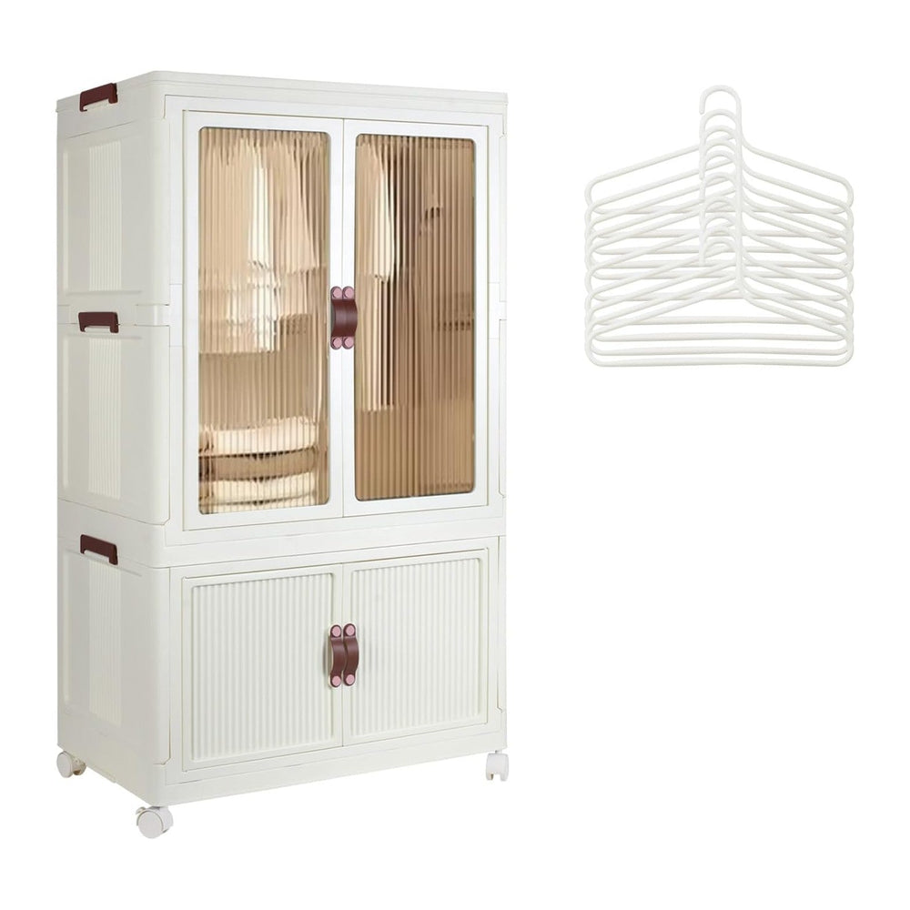 Portable Closet Wardrobe, Folding Storage Bins with Lid, Stackable Storage Bo...