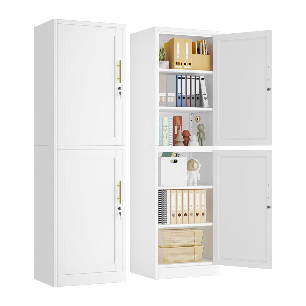 pozdeg 67" White Lockable Tall Narrow Metal Storage Cabinet