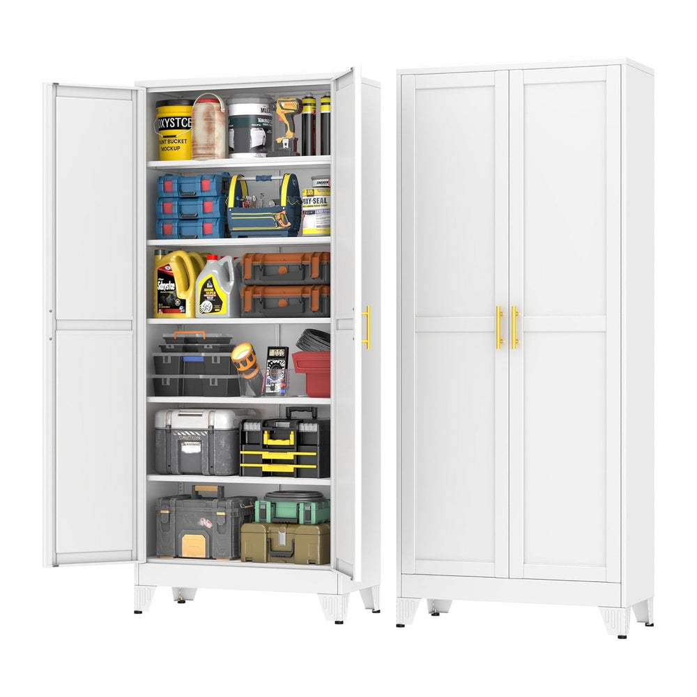 pozdeg 75" White Heavy Duty Metal Garage Storage Cabinet