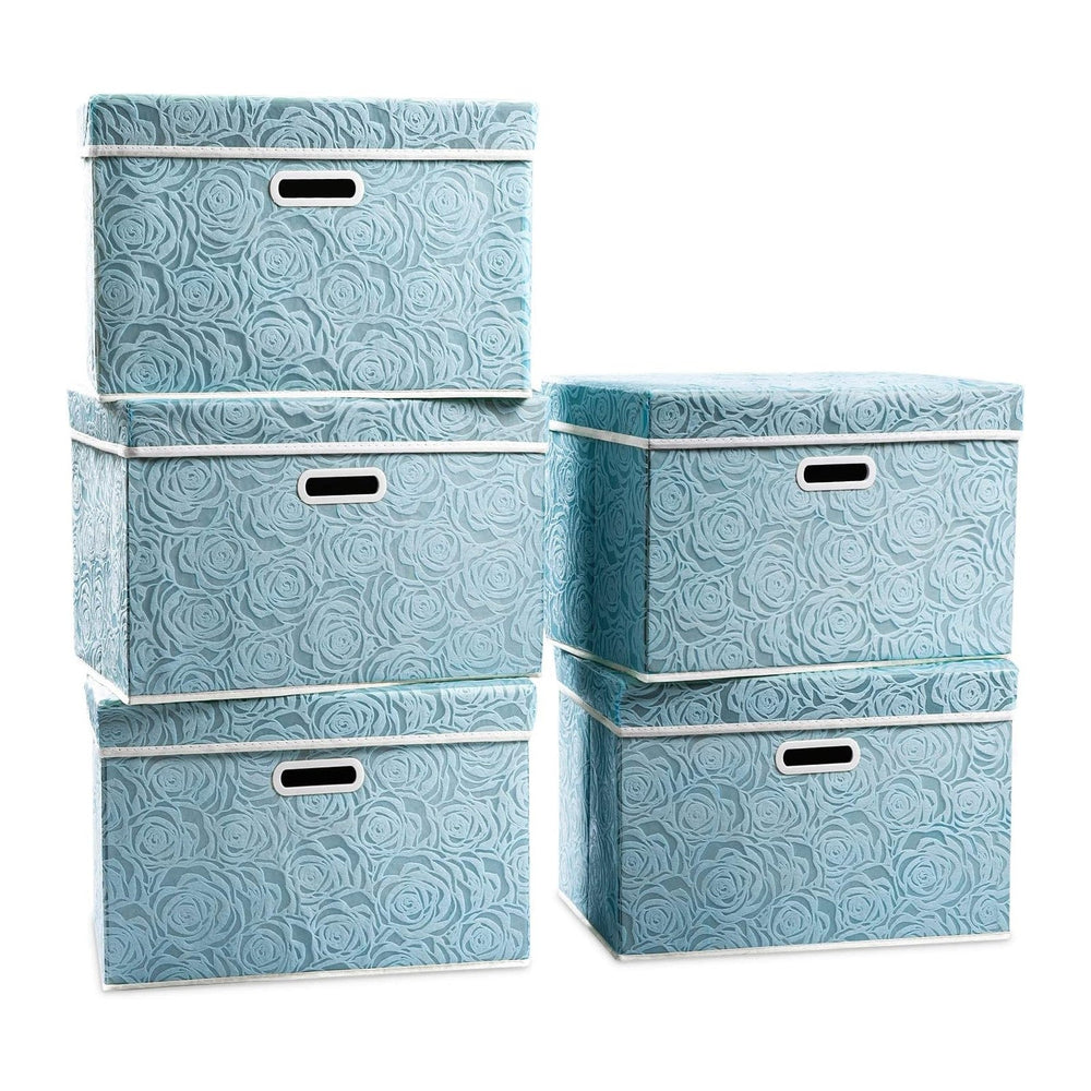 PRANDOM Stackable Storage Cubes with Lids [5-Pack] Fabric Decorative Storage ...
