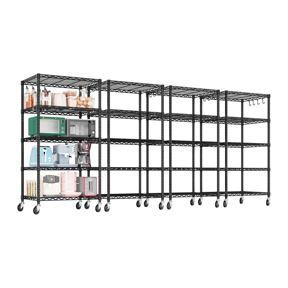 PrimeZone Wire Storage Rack with Wheels, 24"W x 18"D x 75"H Me...