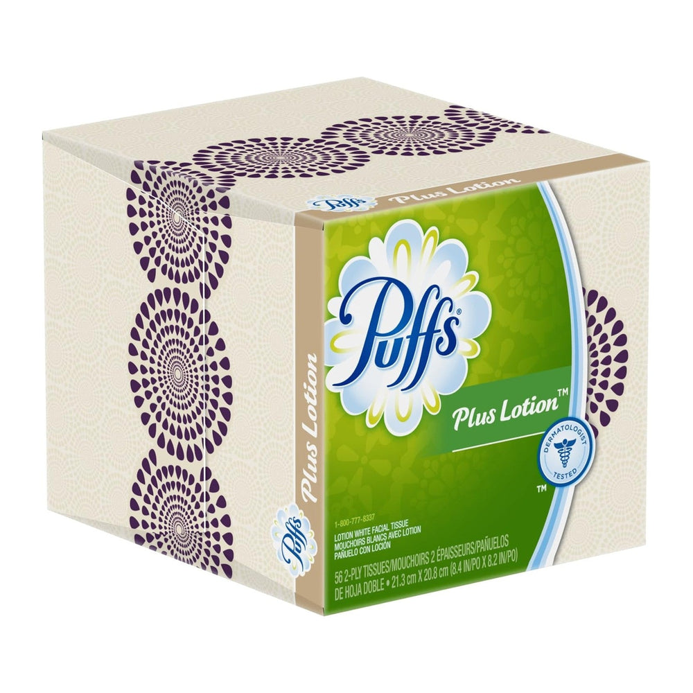 Puffs Plus Lotion Facial Tissues, 24 Cube Boxes (56 Tissues Per Box) (Old Ver...